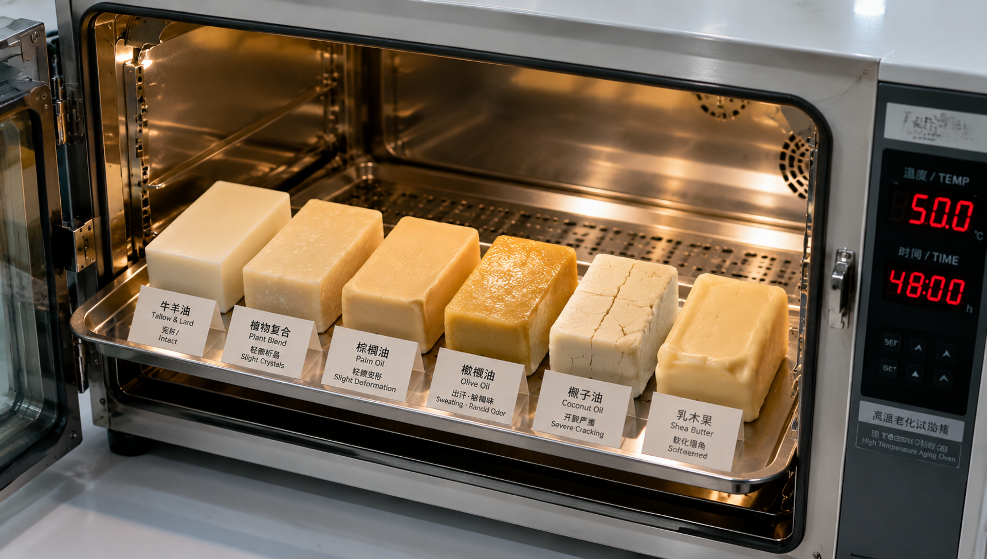 我们把6款酒店香皂放进50°C烘箱48小时，结果差异惊人